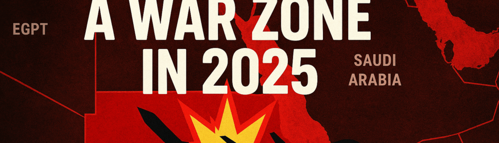 "2025 Red Sea conflict illustrated with drones, missiles, and regional map"