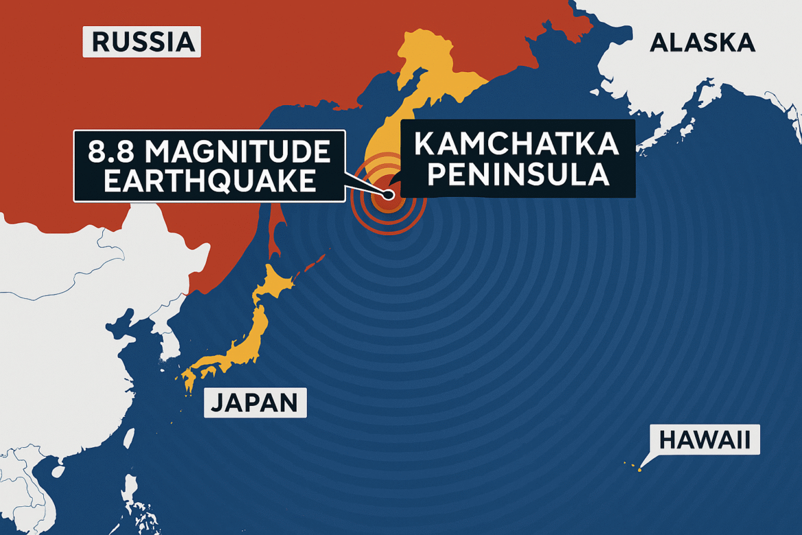 Russia Massive 8.8 Magnitude Earthquake Strike: Tsunami Warnings Issued Across Pacific including Hawaii, Alaska, & Japan.